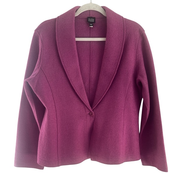 Eileen Fisher Jackets & Blazers - Eileen Fisher Raspberry Purple Pink Wool Blend Blazer size medium